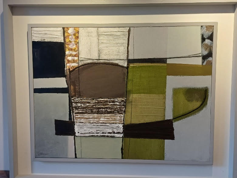 Green brown and white abstract by Geoffrey Robinson